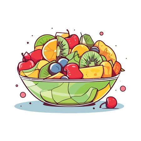 illustration of salad in a bowl in vector formatのイラスト素材
