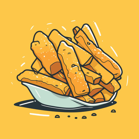 Delicious french fries vector illustrationのイラスト素材