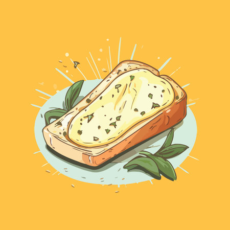 Buttery garlic bread vector illustrationのイラスト素材