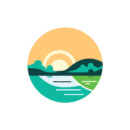 Simple Landscape Flat Illustration Vectorのイラスト素材