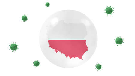 Poland outbreak,virus protection concept,on white background, isolateの写真素材