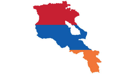 Armenia map with flag texture on  white background, illustration,textured , Symbols of Armenia,for advertising ,promote, TV commercial, ads, web design, magazine, news paper, reportの写真素材