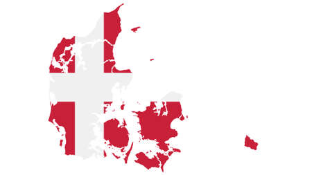 Denmark map with flag texture on  white background, illustration,textured , Symbols of Denmark,for...