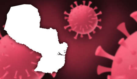Paraguay corona virus update with  map on corona virus background,report new case,total deaths,new deaths,serious critical,active cases,total recovered,virus spread  Wuhan Chinaの写真素材