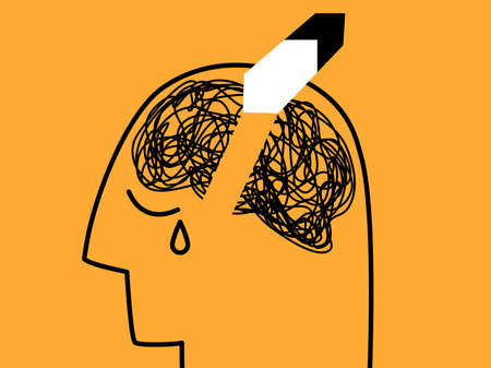 Mental health, illness ,brain development ,medical treatment  concept, messy lines of thinks in...
