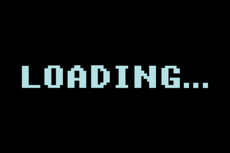 Retro video game LOADING text on  black background, classic loading style,Wait for loading video,...