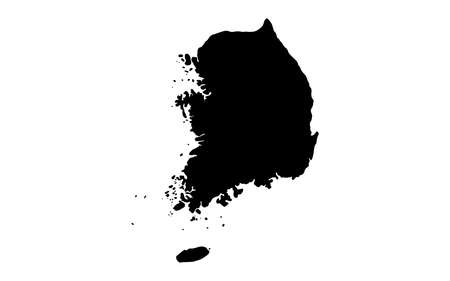 South Korea map in black on a white background,illustration,textured , Symbols of South Korea, vector illustrationのイラスト素材