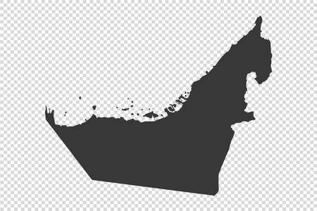 United Arab Emirates map with gray tone on png or transparent  background, illustration,textured, Symbols of United Arab Emirates, vector illustrationのイラスト素材