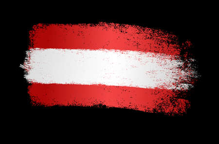 Austria flag with brush paint textured, background, Symbols of Austria, graphic designer element - Vector - illustrationのイラスト素材