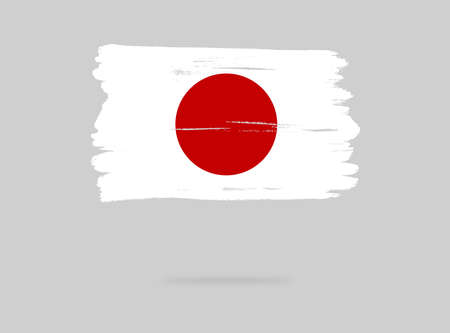 Japan flag with brush paint textured, background, Symbols of Japan , graphic designer element - Vector - illustrationのイラスト素材