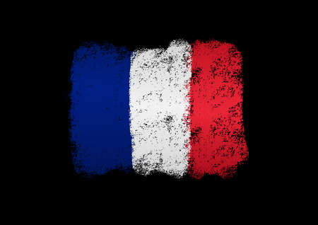 France flag with brush paint textured, background, Symbols of France, graphic designer element - Vector - illustrationのイラスト素材