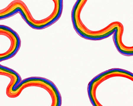 LGBT  Pride month watercolor texture concept. Long rainbow flag isolate on white background.の写真素材