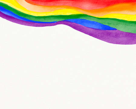 LGBT  Pride month watercolor texture concept. Rainbow brush style isolate on white background.の写真素材