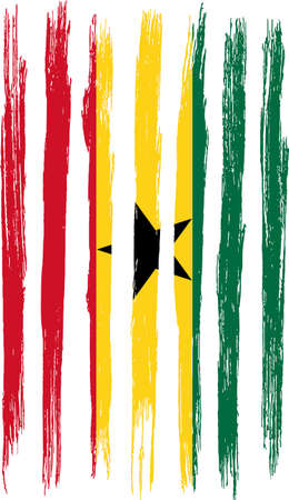 Ghana flag with brush paint textured isolated  on png or transparent background.Symbol of  Ghana. Vector illustrationのイラスト素材