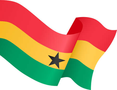 Ghana flag wave  isolated  on png or transparent background,Symbol Ghana. vector illustrationのイラスト素材