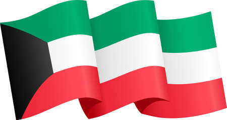 Kuwait flag wave  isolated  on png or transparent background,Symbol Kuwait. vector illustrationのイラスト素材
