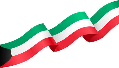 Kuwait flag wave  isolated  on png or transparent background,Symbol Kuwait. vector illustrationのイラスト素材