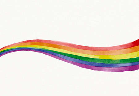 Rainbow flag brush watercolor style isolate on white background.LGBT  Pride month texture concept.の写真素材