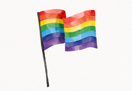 Rainbow flag brush watercolor style isolate on white background.LGBT  Pride month texture concept.の写真素材