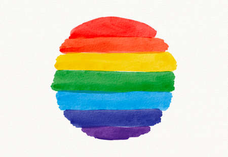 Rainbow flag circle  watercolor  brush style .LGBT  Pride month watercolor texture concept.の写真素材