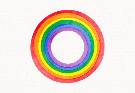 Rainbow flag circle  watercolor  brush style .LGBT  Pride month watercolor texture concept.の写真素材