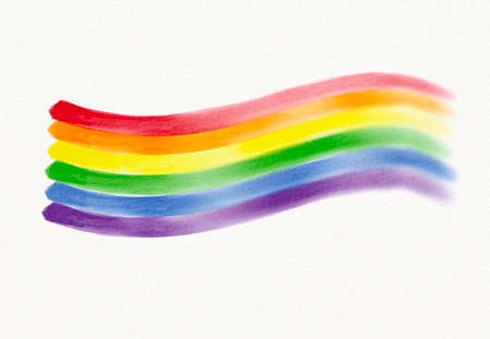 Rainbow flag brush watercolor style isolate on white background.LGBT  Pride month texture conceptの写真素材
