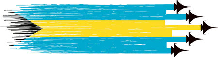 Bahamas  flag with military fighter jets isolated   backgroundのイラスト素材
