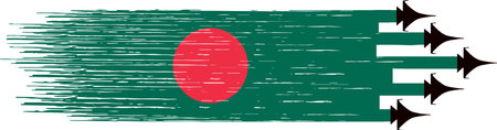 Bangladesh  flag with military fighter jets isolated   backgroundのイラスト素材