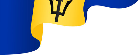 Barbados  flag wave  isolated  on png or transparent background,Symbol Barbados ,template for banner,card,advertising ,promote,and business matching country poster, vector illustrationのイラスト素材