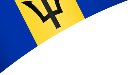 Barbados  flag wave  isolated  on png or transparent background,Symbol Barbados ,template for banner,card,advertising ,promote,and business matching country poster, vector illustrationのイラスト素材