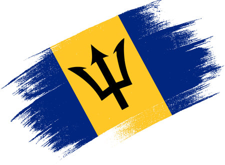 Barbados  flag with brush paint textured isolated  on png or transparent background,Symbol Barbados,template for banner,advertising ,promote, design,vector,top  win sport countryのイラスト素材