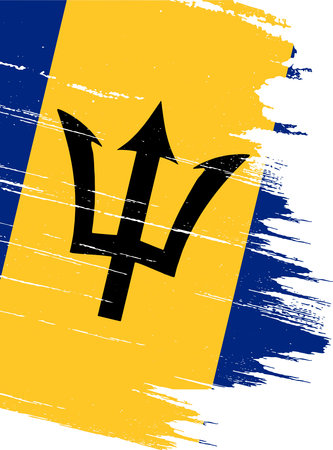 Barbados  flag with brush paint textured isolated  on png or transparent background,Symbol Barbados,template for banner,advertising ,promote, design,vector,top  win sport countryのイラスト素材