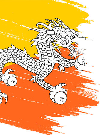 Bhutan flag with brush paint textured isolated  on png or transparent background,Symbol Bhutan,template for banner,advertising ,promote, design,vector,top  win sport countryのイラスト素材