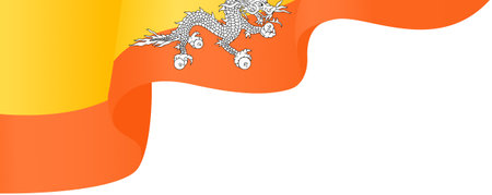 Bhutan   flag wave  isolated  on png or transparent background,Symbol Bhutan,template for banner,card,advertising ,promote,and business matching country poster, vector illustrationのイラスト素材