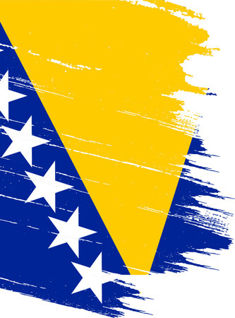 Bosnia and Herzegovina flag with brush paint textured isolated  on png or transparent backgroundのイラスト素材