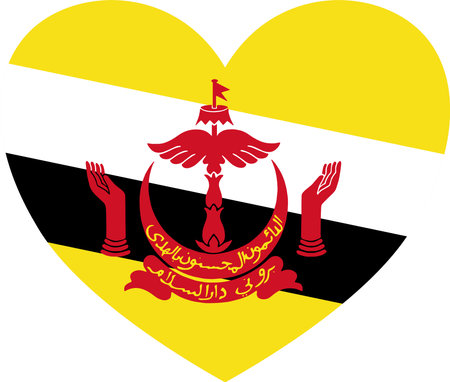 Brunei flag in heart shape isolated  on  transparent  backgroundのイラスト素材