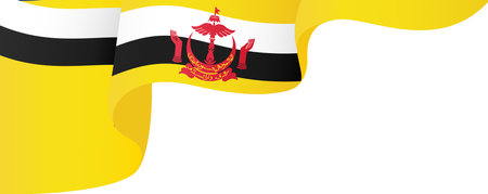 Brunei flag wave isolated on png or transparent backgroundのイラスト素材