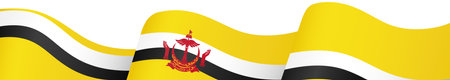 Brunei flag wave isolated on png or transparent backgroundのイラスト素材