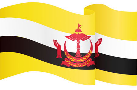 Brunei flag wave isolated on png or transparent backgroundのイラスト素材