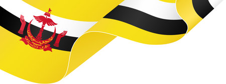 Brunei flag wave isolated on png or transparent backgroundのイラスト素材