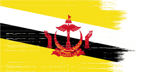 Brunei flag with brush paint textured isolated  on png or transparent backgroundのイラスト素材