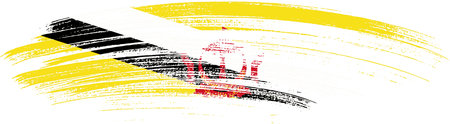 Brunei flag with brush paint textured isolated  on png or transparent backgroundのイラスト素材
