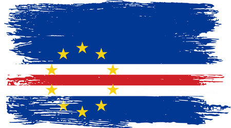 Cape Verde flag with brush paint textured isolated  on png or transparent backgroundのイラスト素材