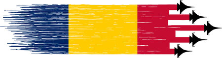 Chad flag with military fighter jets isolated   backgroundのイラスト素材