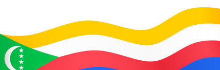 Comoros flag wave isolated on png or transparent backgroundのイラスト素材