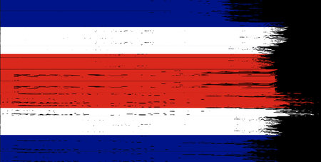 Costa Rica flag with brush paint textured isolated  on png or transparent backgroundのイラスト素材