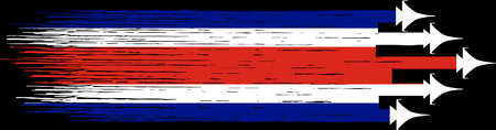Costa Rica flag with military fighter jets isolated   backgroundのイラスト素材