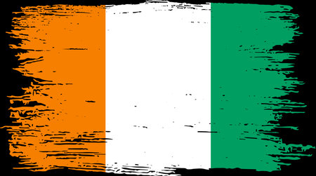 Cote d'Ivoire flag with brush paint textured isolated  on png or transparent backgroundのイラスト素材