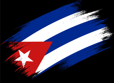 Cuba flag with brush paint textured isolated  on png or transparent backgroundのイラスト素材