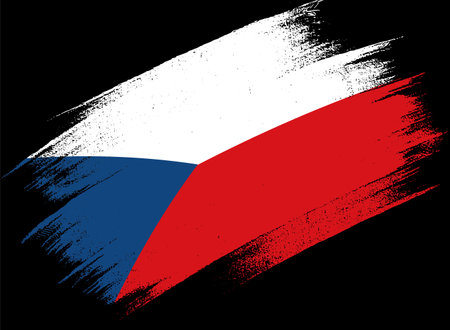 Czech Republic flag with brush paint textured isolated  on pngのイラスト素材